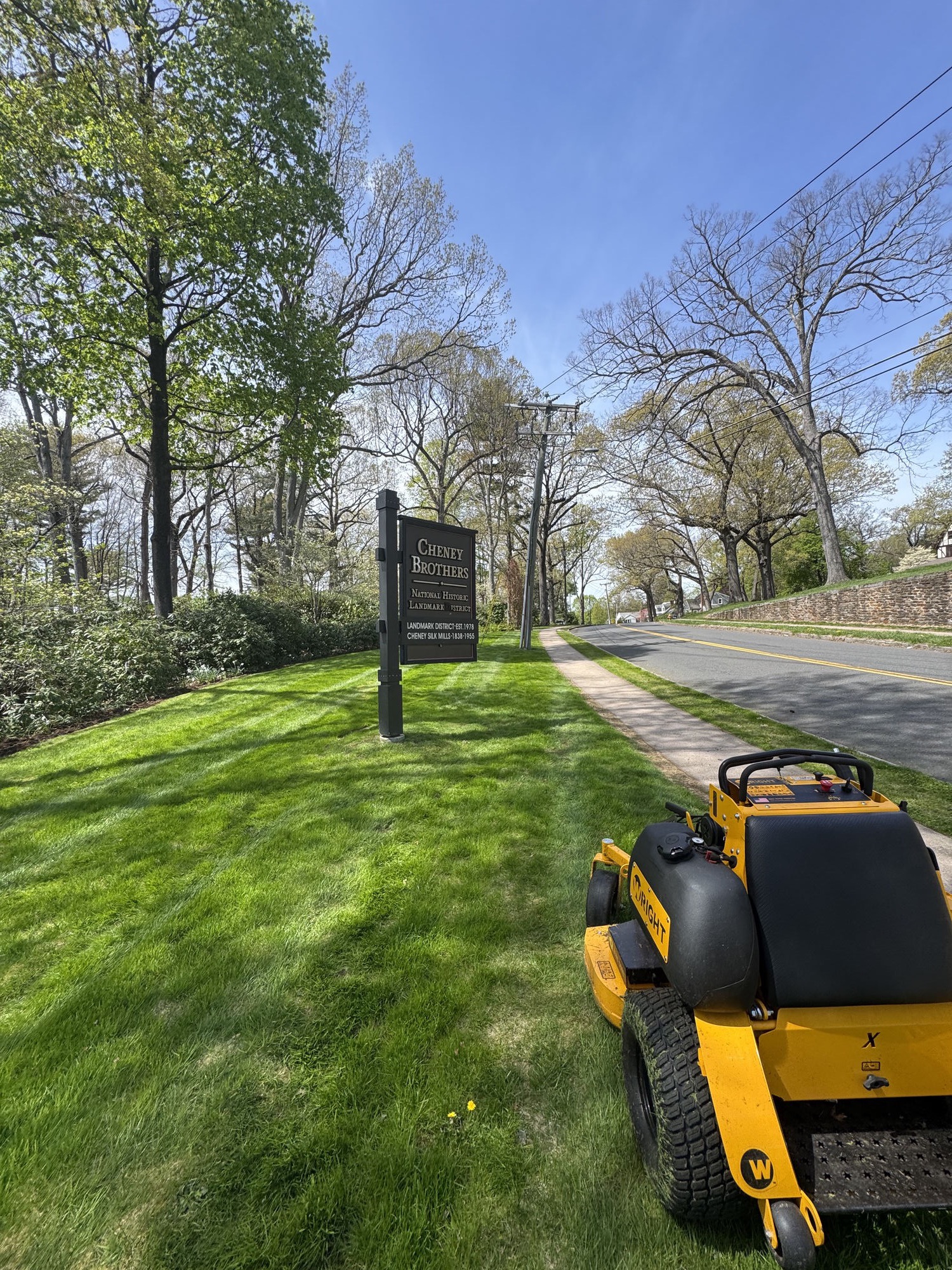 Zero-turn mower at commercial property